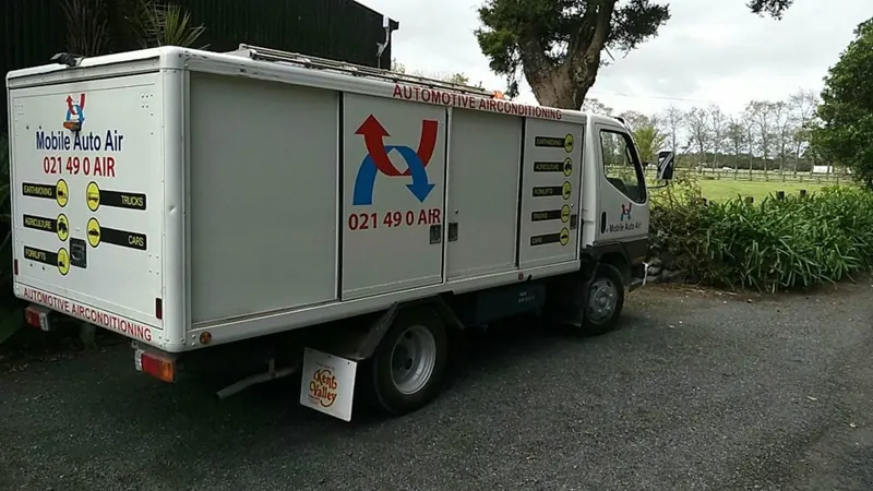 Mobile Auto Air service truck ready to drive to a car regas job